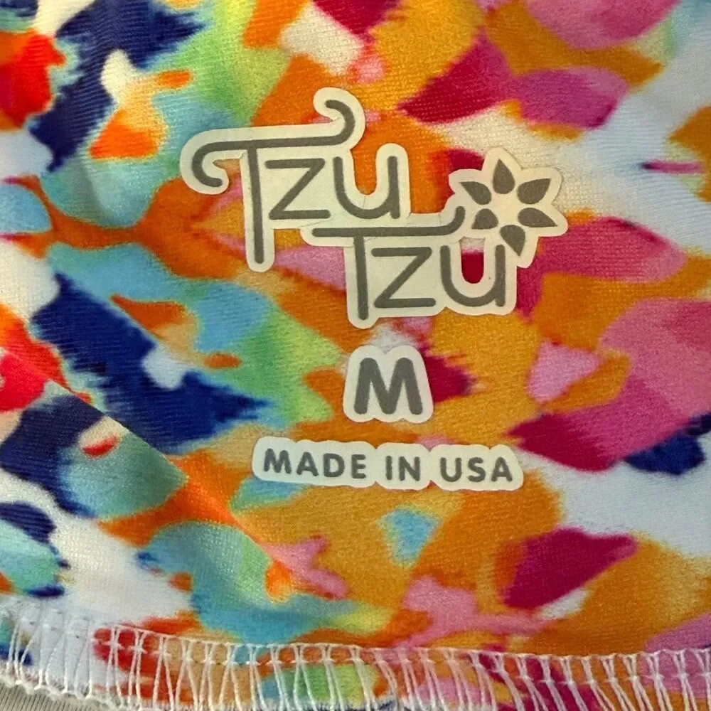Tzu Tzu Skort M Colorful Abstract Geometric Print Pleated Hem Golf Tennis USA